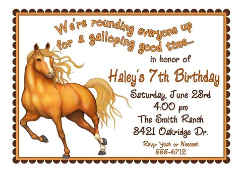 Horse Party Invitations Free Printable